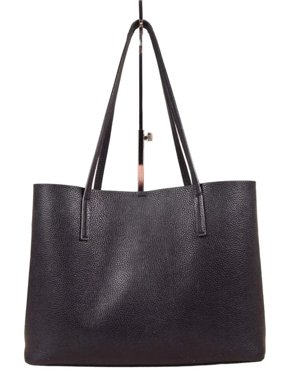 Tory Burch BLAKE Black Pebbled Leather Medium Center Zip Tote Purse